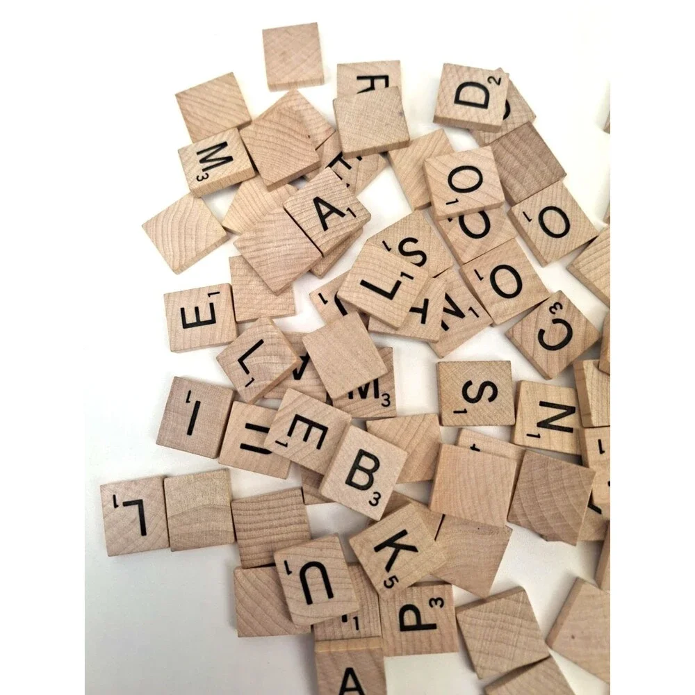 Lot of 100 Scrabble Wood Wooden Letter Alphabet Tile Complete Set